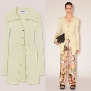 NANUSHKA Mardi Shiny Viscose-Rib Long-Sleeve Cardigan - Wax